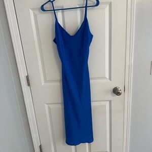 Elegant Blue Spaghetti Strap Dress